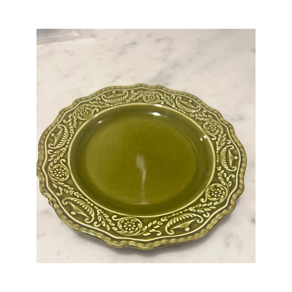 Vintage Regency Ironstone Canonsburg 7 SALAD Plates Pottery Green 1968 7.25" MCM